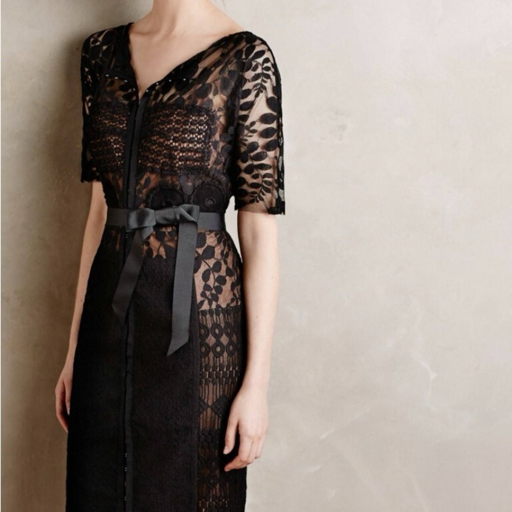 NWT Anthropologie beguile by Bryon Lars Black Lace Carissima Dress - Picture 4 of 6
